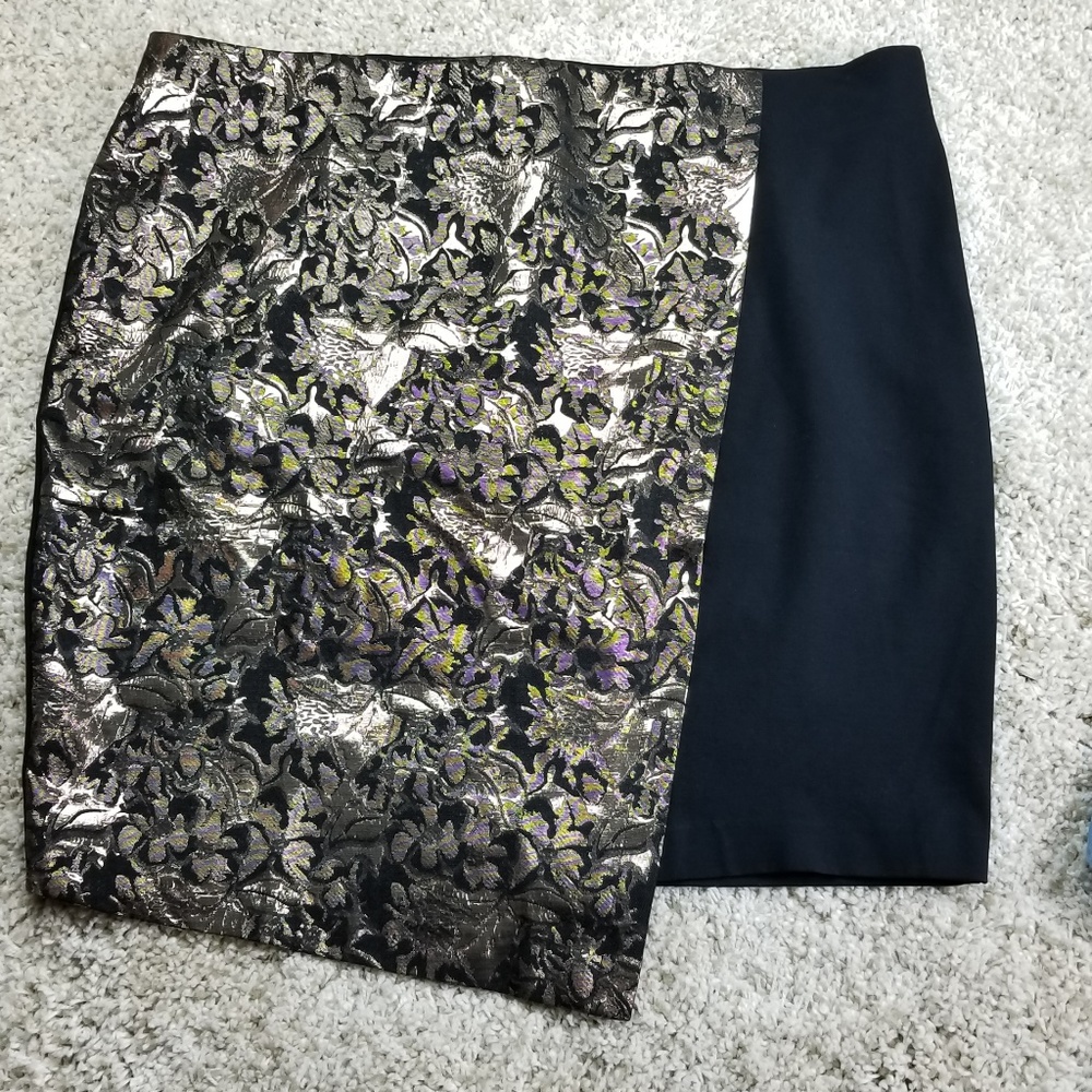 Lane Bryant Blk Gold Asymmetrical Wrap Front Skirt